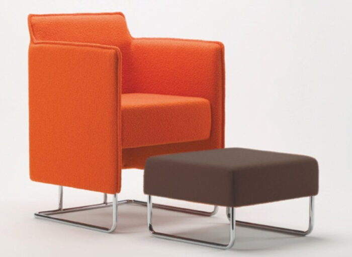 Tommo Chair in orange with contrasting footstool