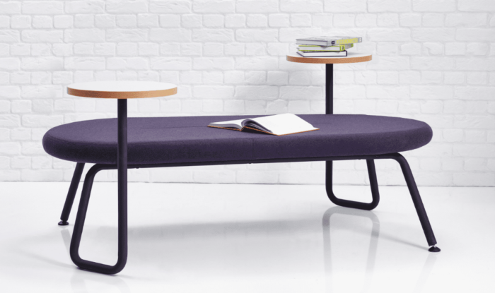 Tubes Breakout Furniture showing a bench wit integrated tables