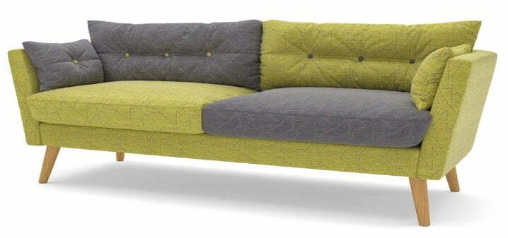 Urban Soft Seating three seater sofa in green and grey fabric