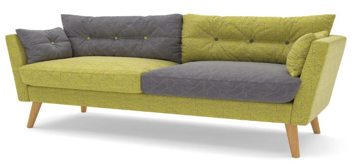 Urban Soft Seating three seater sofa in green and grey fabric