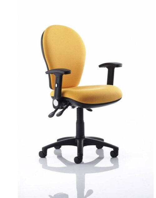 Urban Chair operator chair shown with height adjustable arms and black nylon base on castors