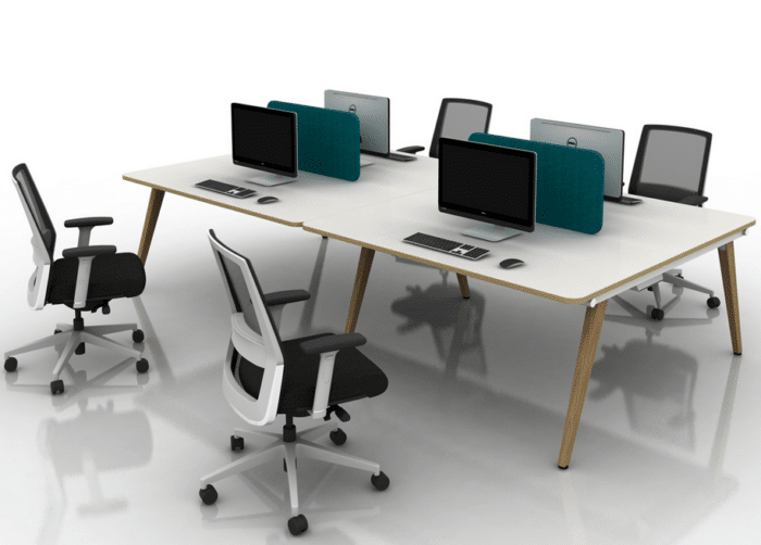 Vega Wood Bench Desk For Four Users