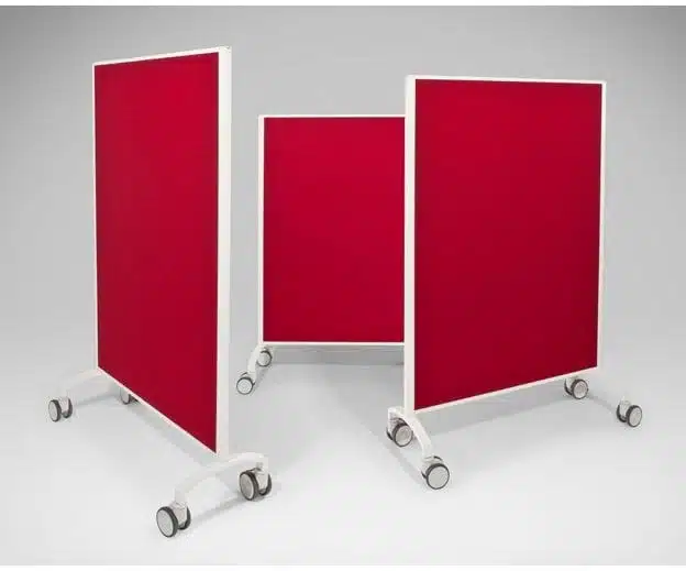 View Mobile Screens in red fabric shown in a group of three
