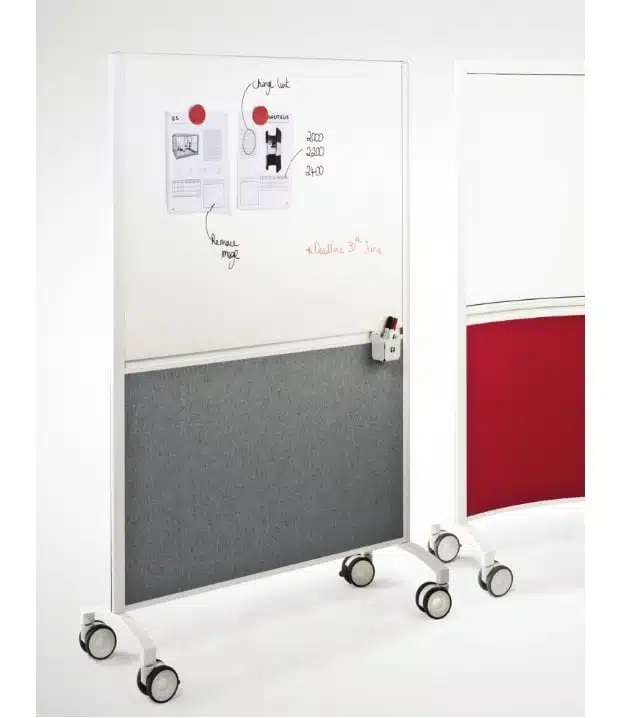 View Mobile Screen with whiteboard top section and upholstered lower section