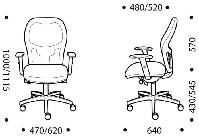 Zel Task Chair Dimensions